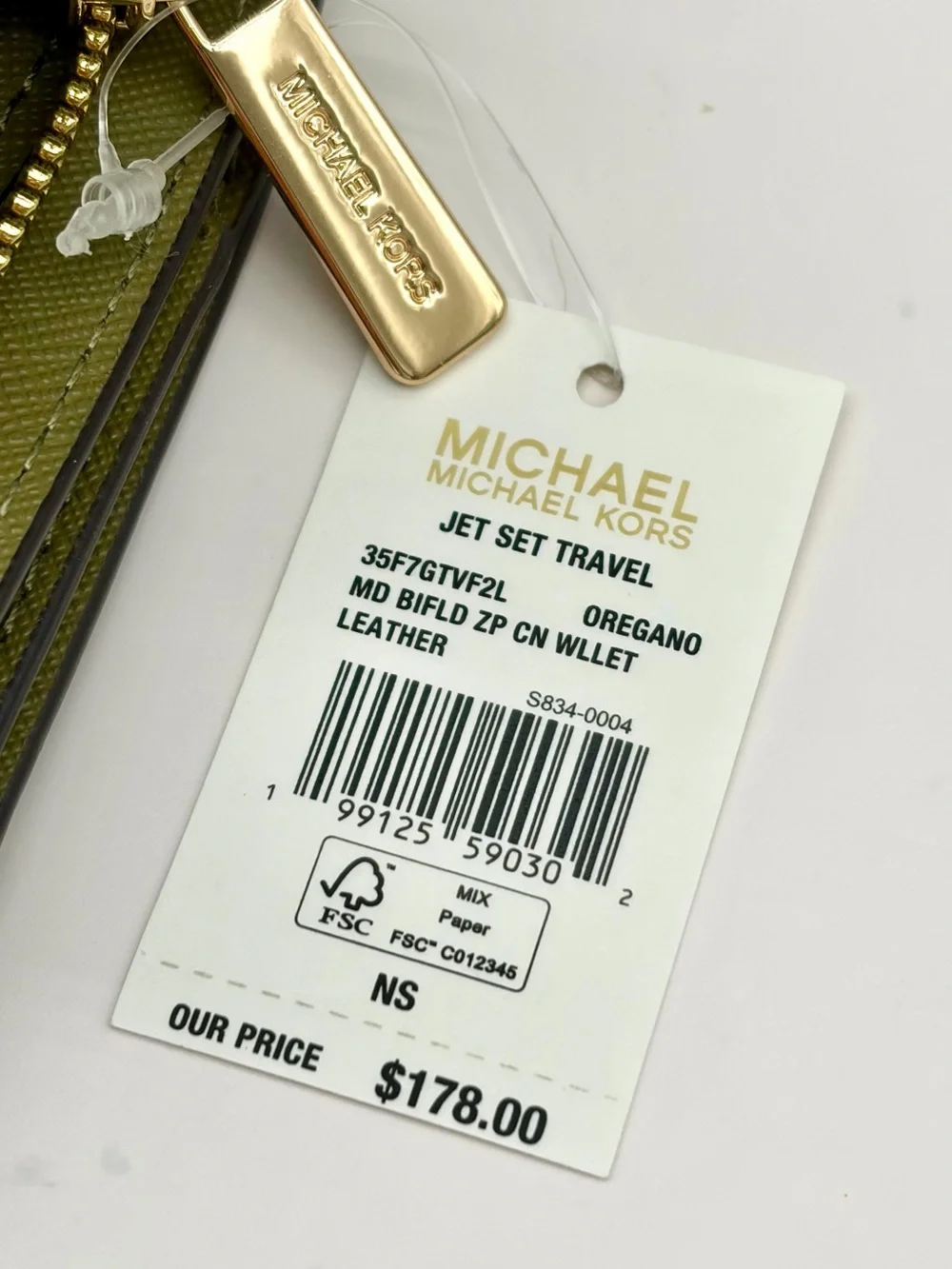 Michael Kors Olive Green MK Signature Chain Tote Shoulder Bag with Wallet Set